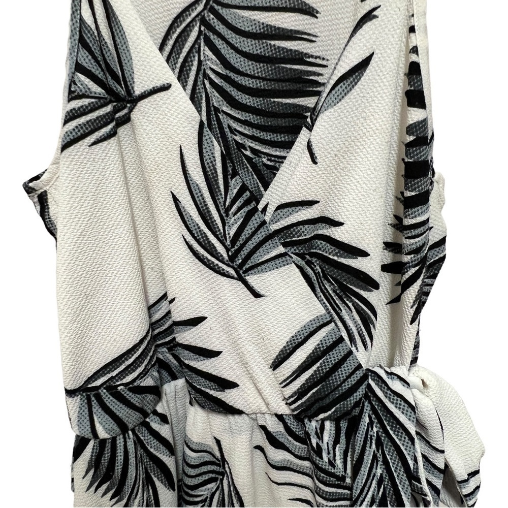 Womens Palm Leaf Wrap Midi Dress Medium Tropical Beach Vacation Resort Tie Waist - Picture 7 of 17
